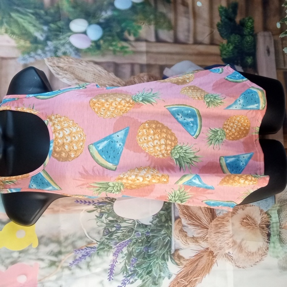 👕 Viamor Tropical Fruits Coral Tank Top